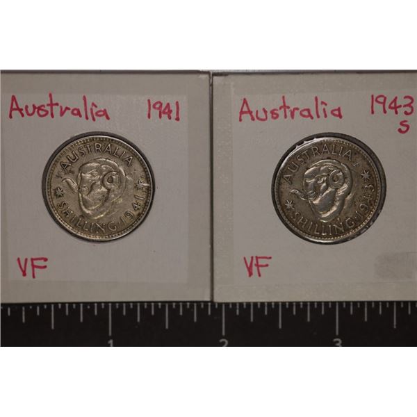 2-AUSTRALIA SILVER 1 SHILLINGS: .336 OZ. ASW TOTAL