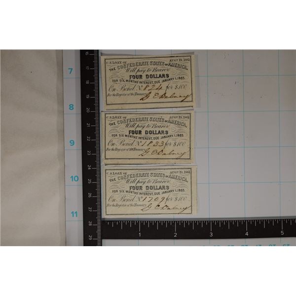 3-CONFEDERATE STATES OF AMERICA $4 PAYABLE IN 1865