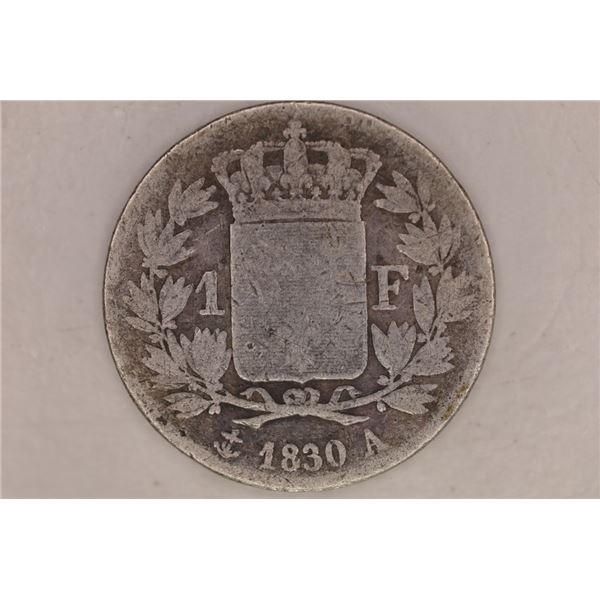 1830-A SILVER FRANCE 1 FRANC .1447 OZ. ASW