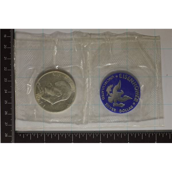 1971 IKE SILVER DOLLAR (BLUE PACK) NO ENVELOPE