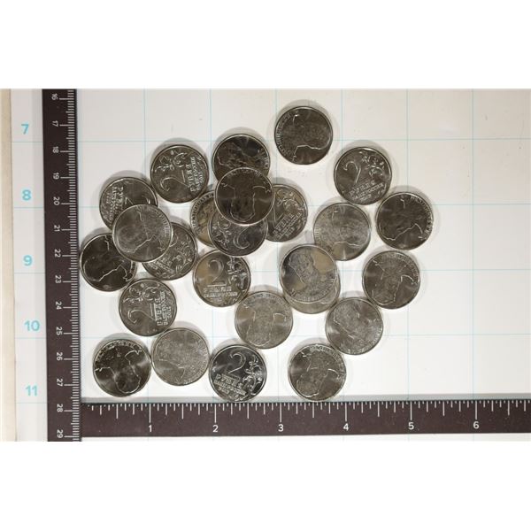 25-BRILLIANT UNC 2012 RUSSIA 2 RUBLE COINS TO