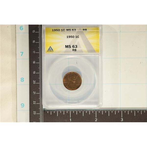 1950 LINCOLN WHEAT CENT ANACS M63 RB