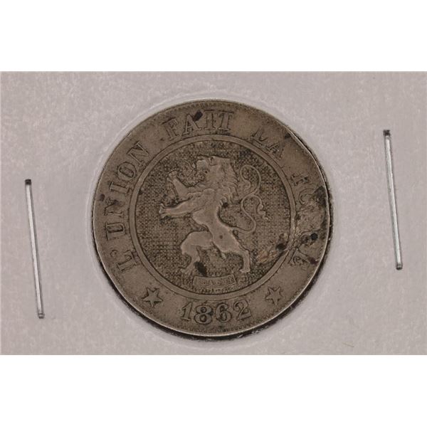 1862 BELGIUM 10 CENTIMES DAMAGE