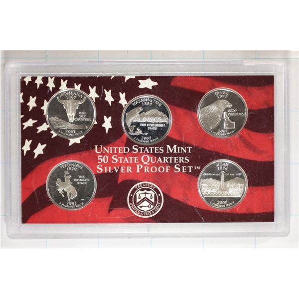 2007 SILVER US 50 STATE QUARTERS PROOF SET NO BOX
