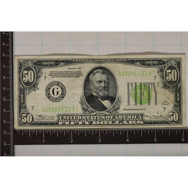 1934 US $50 FRN GREEN SEAL