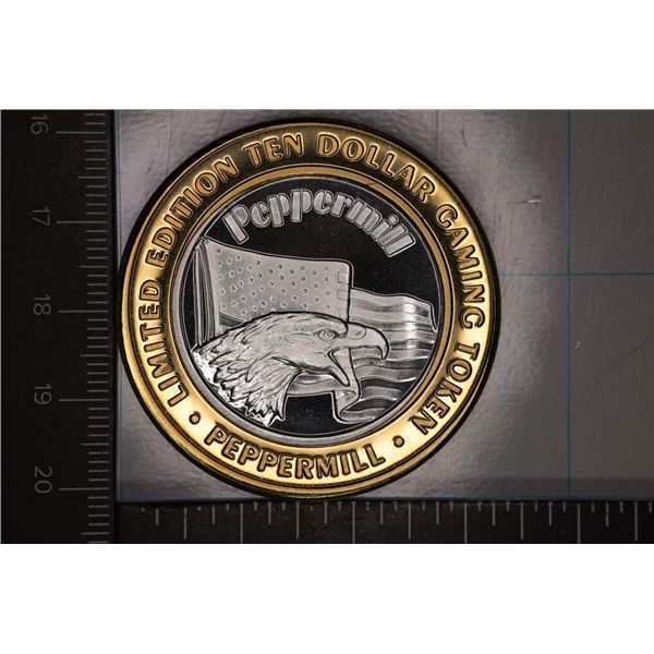 CASINO $10 SILVER TOKEN (UNC) PEPPERMILL HOTEL