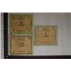 Image 1 : 3-1943 ITALY MILITARY CURRENCY: 1, 5 & 10 LIRES