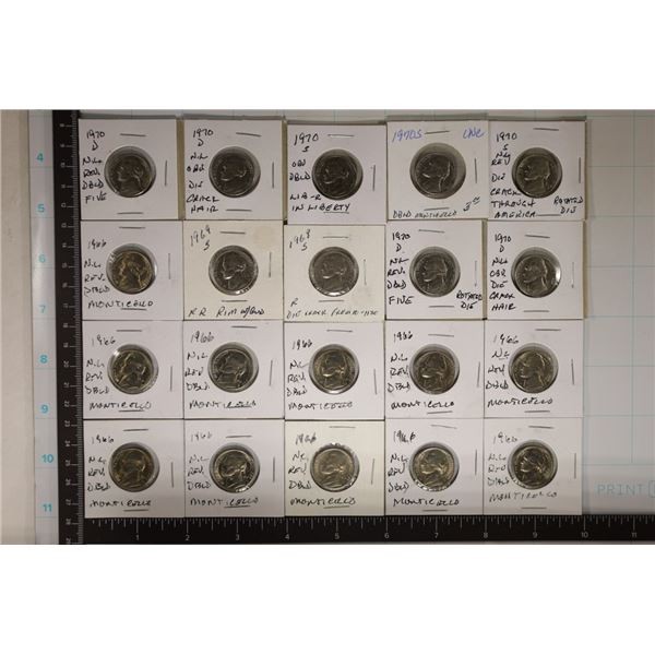 20 MINOR ERROR US JEFFERSON NICKELS: DIE CRACKS,