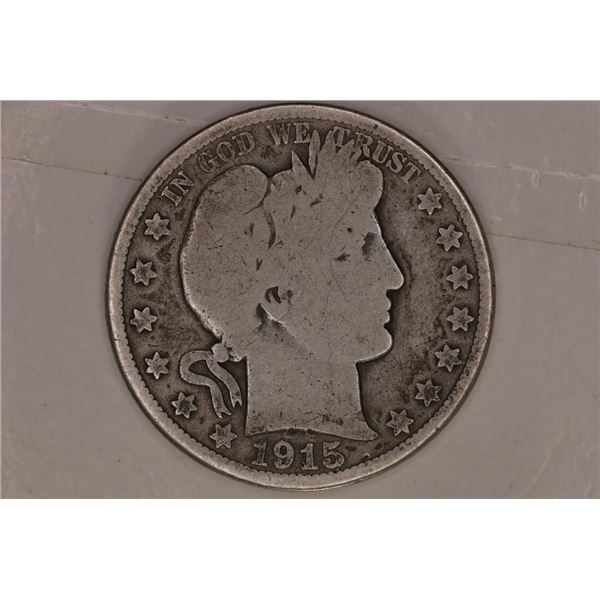 KEY DATE 1915 SILVER BARBER HALF DOLLAR