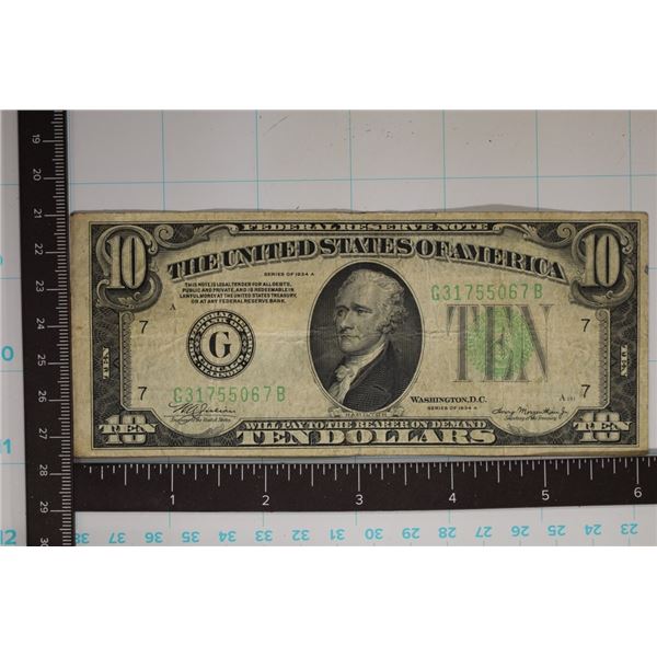 1934-A US $10 FRN GREEN SEAL BILL