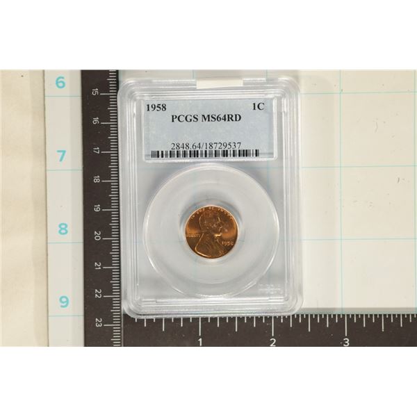 1958 LINCOLN WHEAT CENT PCGS MS64RD