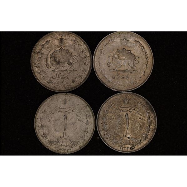 4-SILVER IRAN 1 RIALS: CIRCA 1940'S .1236 OZ. ASW