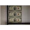 Image 1 : 3-CU CONSECUTIVE SERIAL # US RED SEAL $2 BILLS
