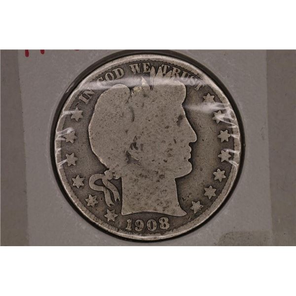 1908-O SILVER BARBER HALF DOLLAR