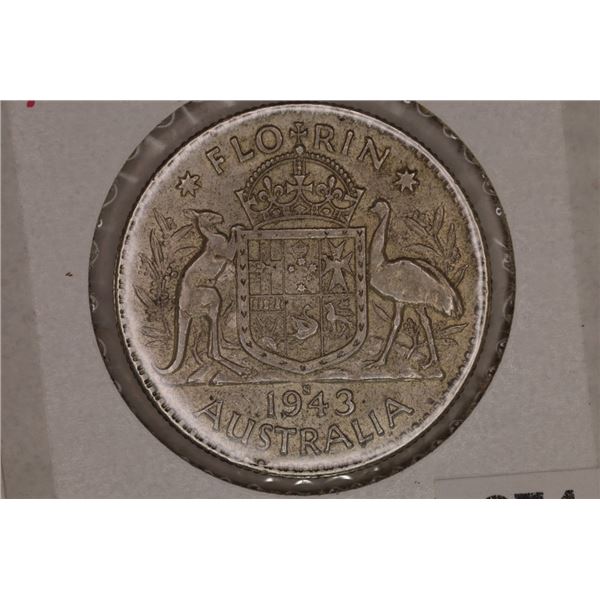 1943-S AUSTRALIA SILVER 1 FLORIN .3364 OZ. ASW