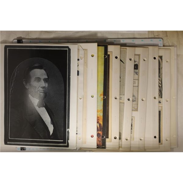 9 DOUBLE SIDED PAGES OF PRES. LINCOLN ARTICLES