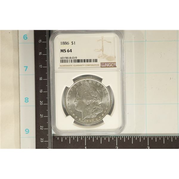 1886 MORGAN SILVER DOLLAR NGC MS64
