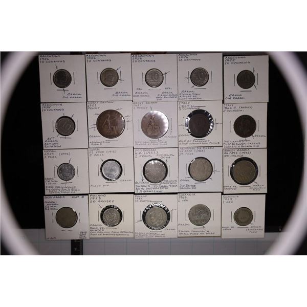 20 ASSORTED FOREIGN ERROR COINS: 1921-1982.