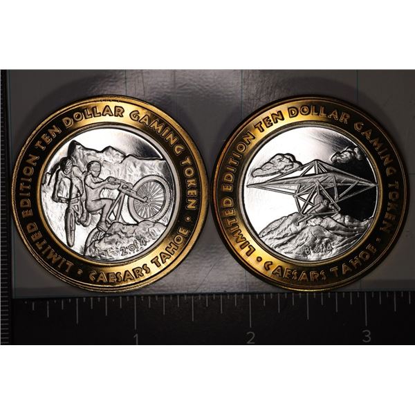 2-CASINO $10 SILVER TOKENS (UNC) CAESARS TAHOE