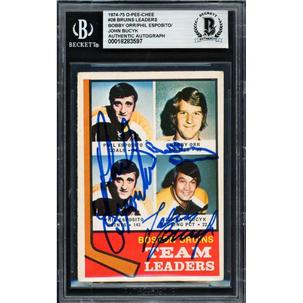 1974-75 O-PEE-CHEE ORR/ESPOSITO/BUCYK AUTHENTIC AUTOS BECKETT