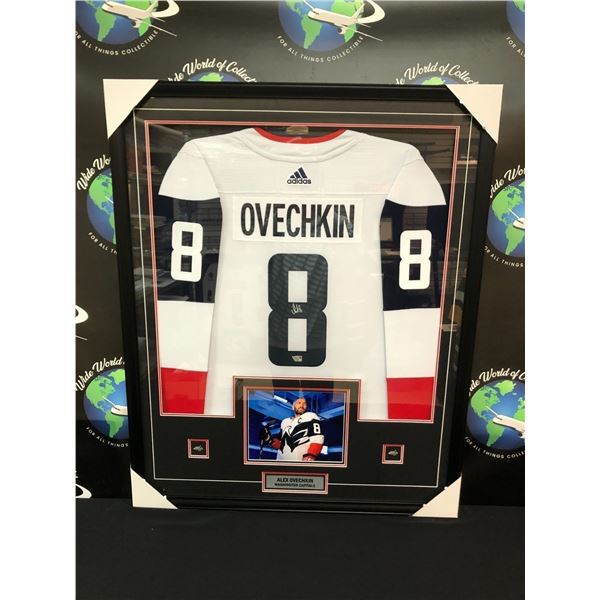 ALEXANDER OVECHKIN SIGNED AND FRAMED JERSEY AND PHOTO DISPLAY FANATICS COA