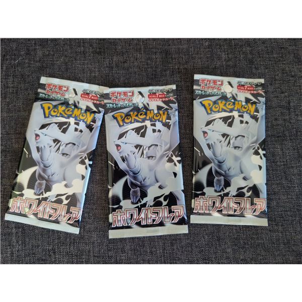 3 SEALED PACKS OF POKEMON WHITE FLAIR