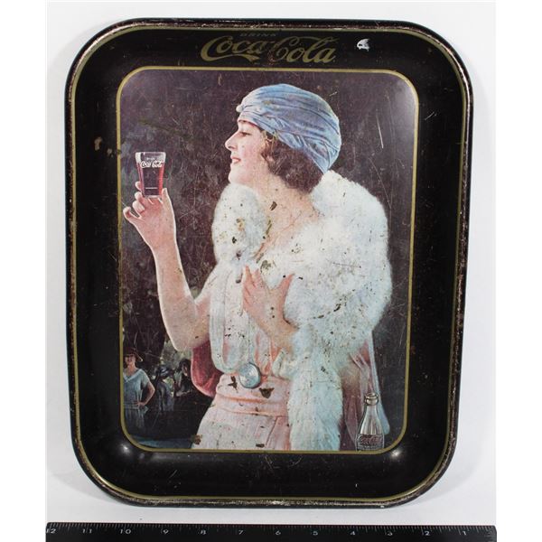 COCA COLA TRAY FLAPPER GIRL IN LINK DRESS & BLUE