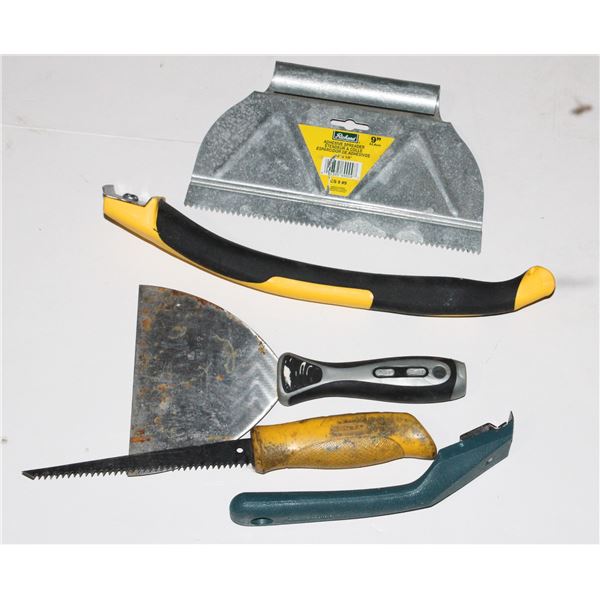 FLAT OF ASSORTED TOOLS, SOME DRYWALL RELATED