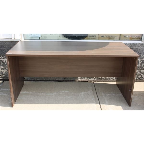 LARGE WOOD TONE OFFICE DESK, GOOD CONDITION