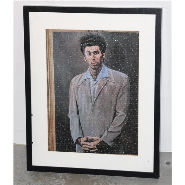FRAMED KRAMER PUZZLE ARTWORK, LOOSELY FIT. NEEDS