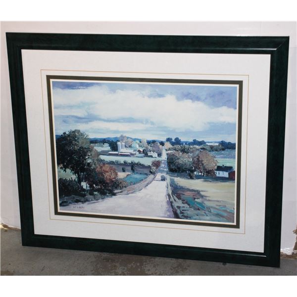FRAMED KENT R. WALLIS FARM SCENE ARTWORK
