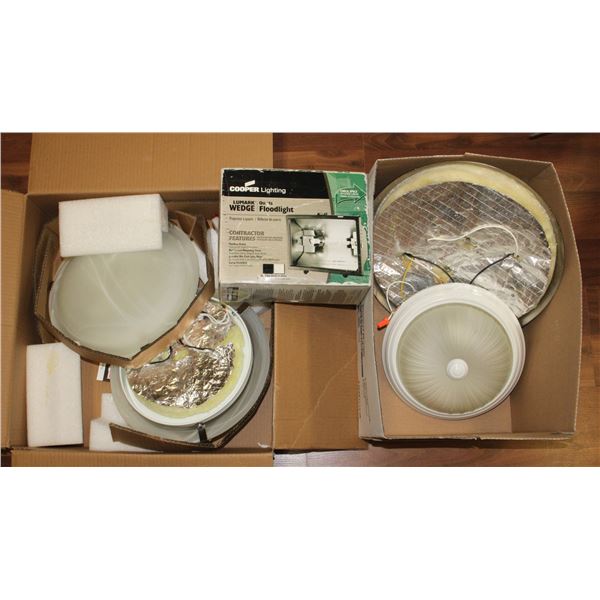 LARGE BOX OF ASSORTED LIGHT FIXTURES