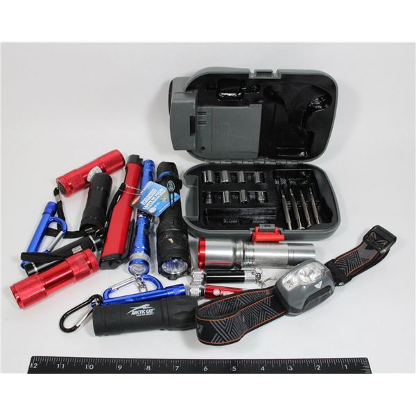 LARGE LOT OF FLASHLIGHTS. MOST HAVE NO BRAND NAME