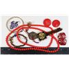 Image 1 : BUNDLE OF ASSORTED FASHION JEWELRY -REDS MOSTLY