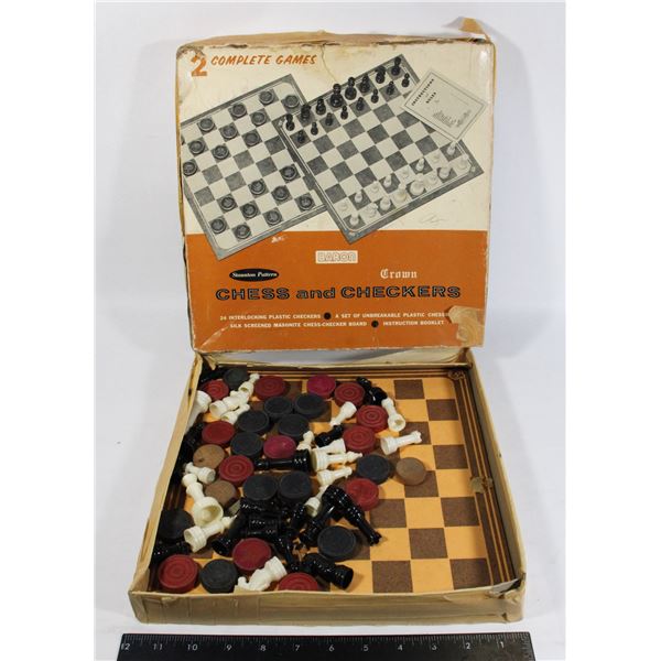 BARON/CROWN VINTAGE CHESS AND CHECKERS GAME
