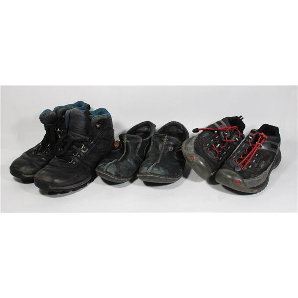 3 PAIRS OF WOMENS SHOES INCLUDING ONE KEEN
