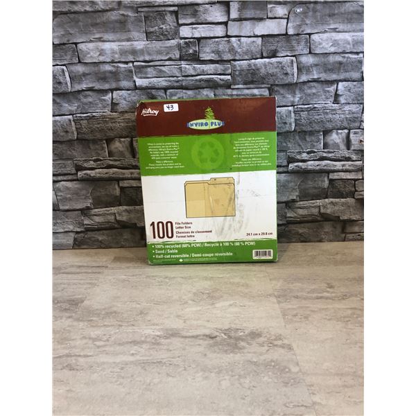 Box of 100 File Folders - Manilla Coloured - Letter Size - Brand New