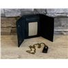Image 1 : Trifold Vintage Leather Wallet with Chain - Black - Snap Closure - Brand New