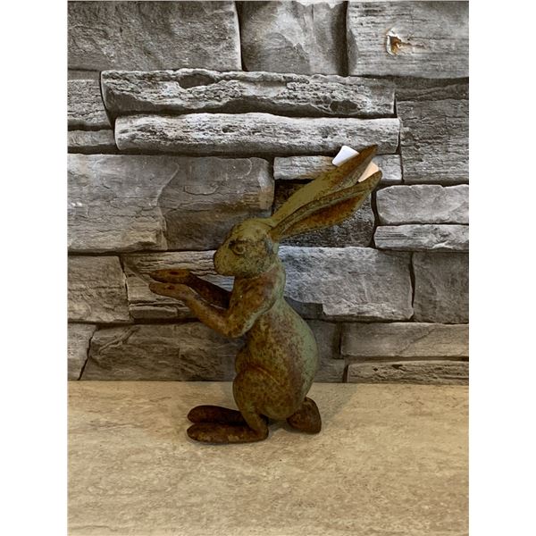 Cast Iron Rabbit Figurine - 7"