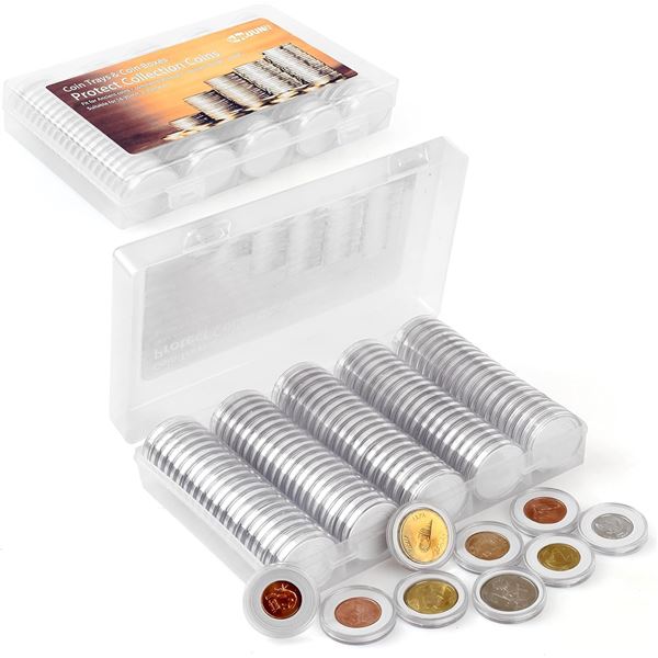 Coin Capsules - 5 Sizes - 17mm - 30mm - 100 Pcs - Clear - Brand New
