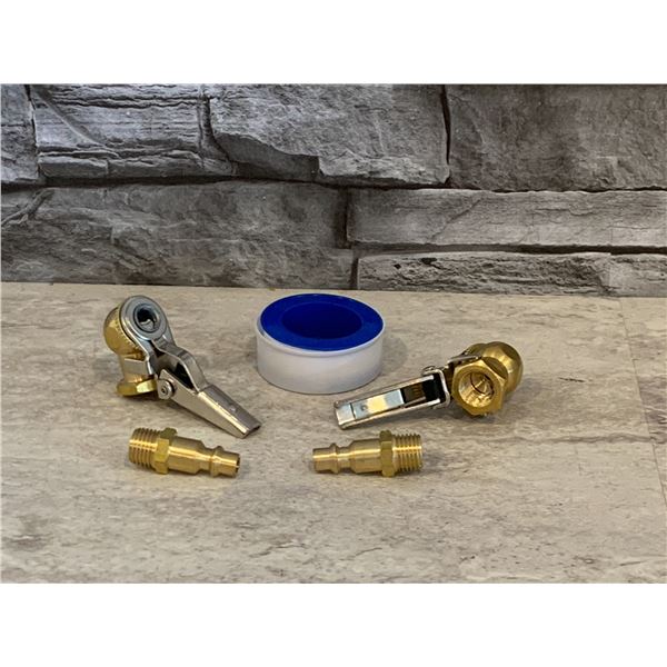 Locking Air Chuck Durable Tire Inflator Nozzle with Sealing Tape - 2 Pcs - Brand New