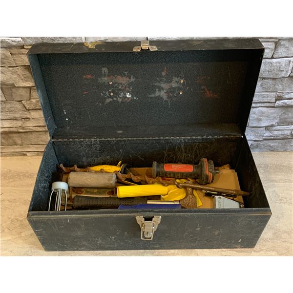 Metal Toolbox with Assorted Tools - 18"W x 8" D x 7.5"H