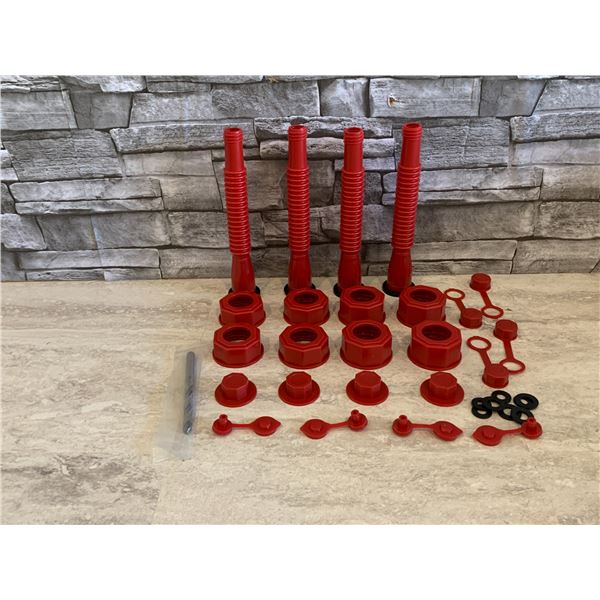 Gas Can Spout Replacement - Set of 4 - Fine/Coarse Thread Cap - Spout Sealing Cap - Gas Can Vent Cap