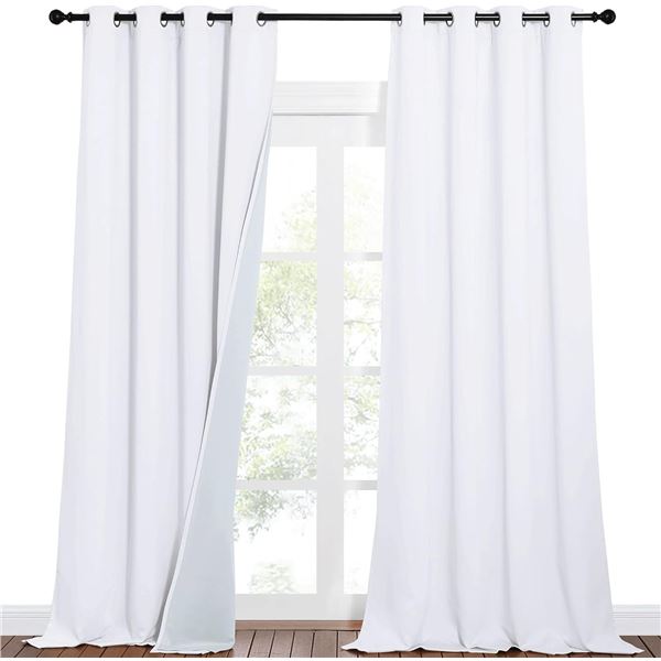 NICETOWN Full Shading Curtains - Size:52W x 95L inch (2 Panels) - Pure White - Brand New