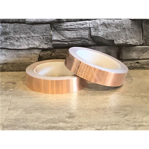 Copper Foil Tape with Conductive Adhesive and EMI Shielding - 2 Rolls - 1"x 66ft - Brand New