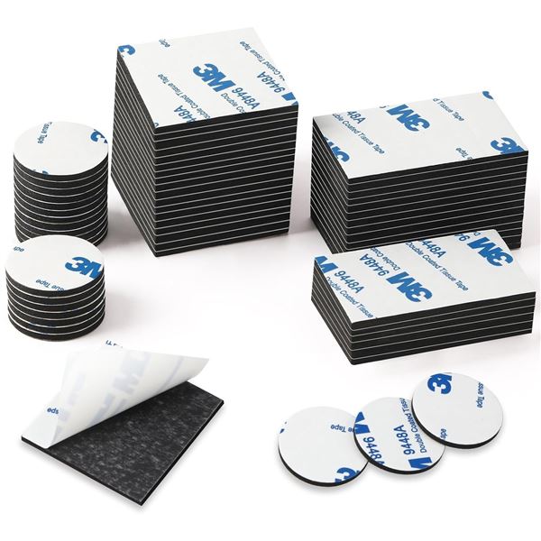 Double Sided Foam Tape - Assorted Shapes & Sizes - 60 Pcs - Brand New