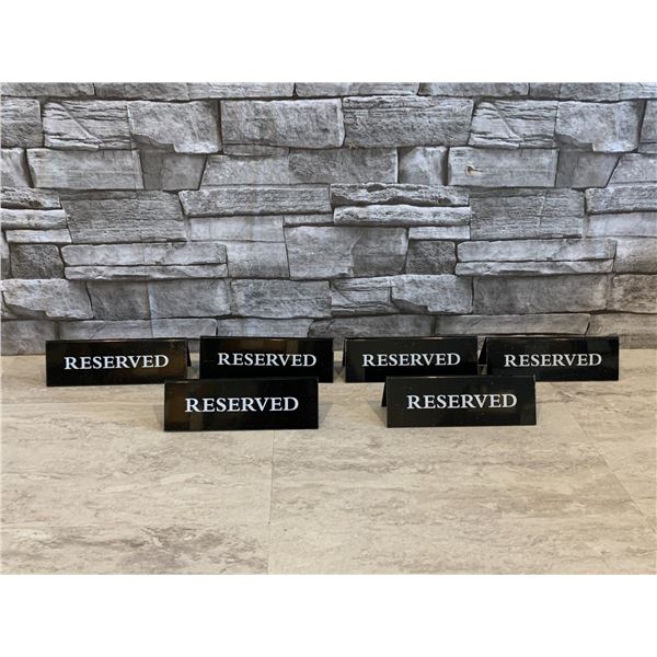 Acrylic Reserves Seating Signs - 6 Pcs - Black - Brand New