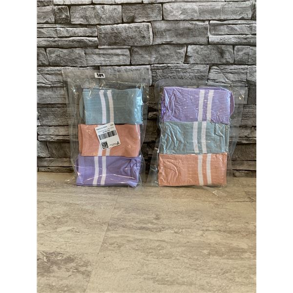 Lot of 2 - Non Slip Yoga Socks - (Blue, Purple & Pink) - Brand New