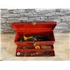 Image 1 : Red Metal Tool Box with Assorted Tools - 19"W x 6H x 6D