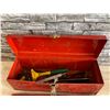Image 5 : Red Metal Tool Box with Assorted Tools - 19"W x 6H x 6D